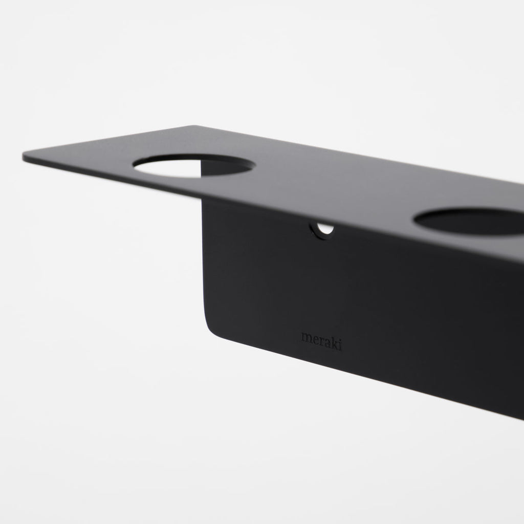 Meraki Hylde med Kroge og Flaskeholder, Brushed Sort Finish