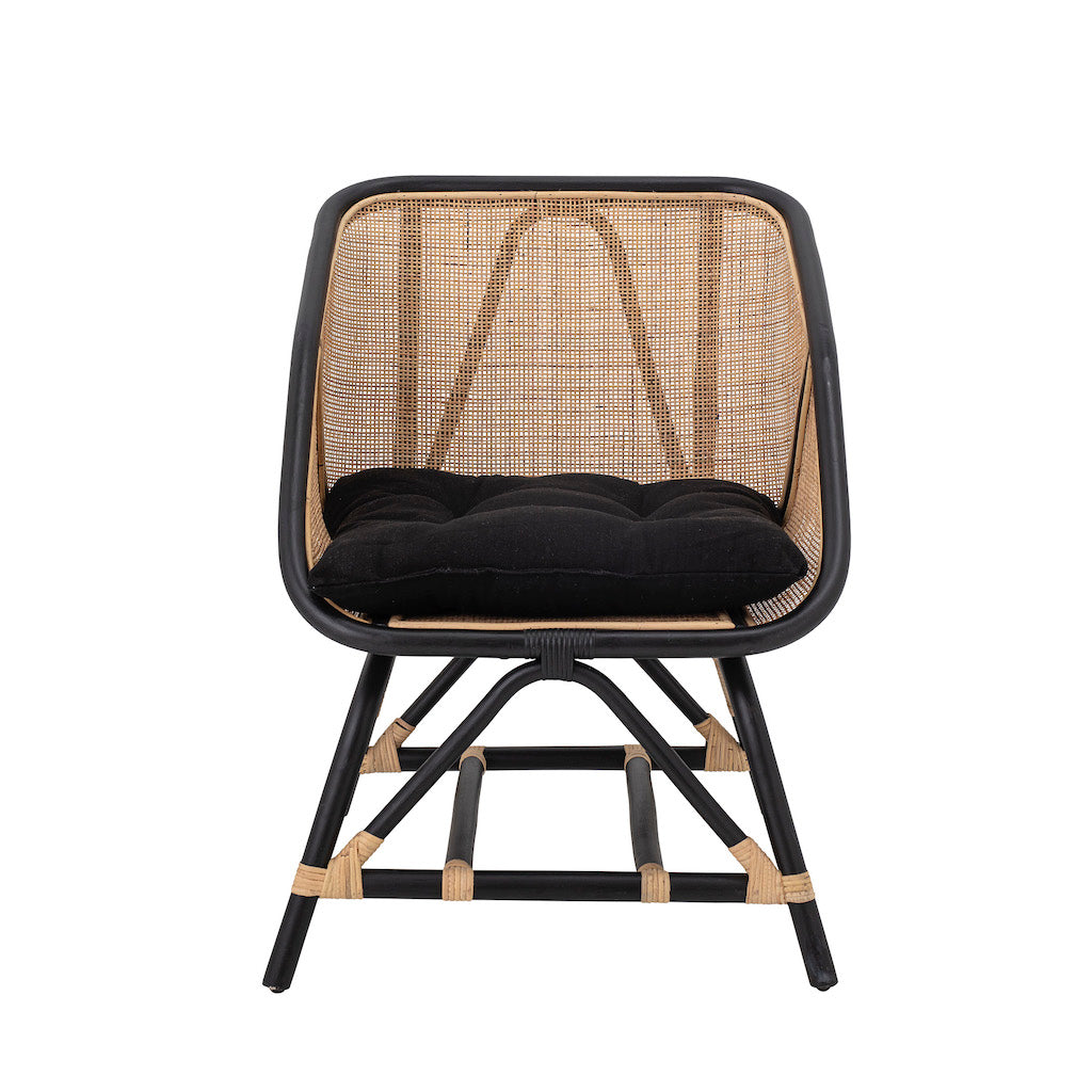 Loue Lounge Chair aus schwarzem Rattan von Bloomingville