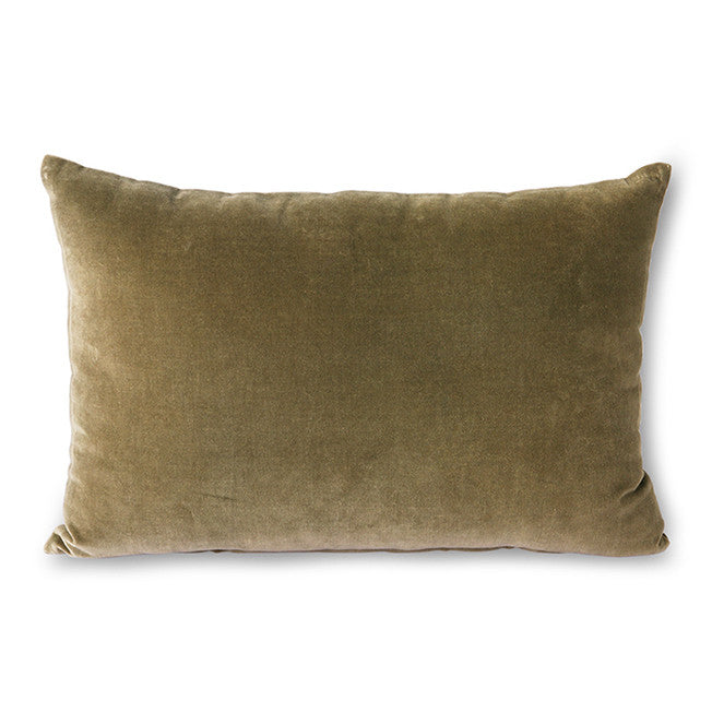 Velour Pude i Farven Army fra HK-Living, 40x60 cm