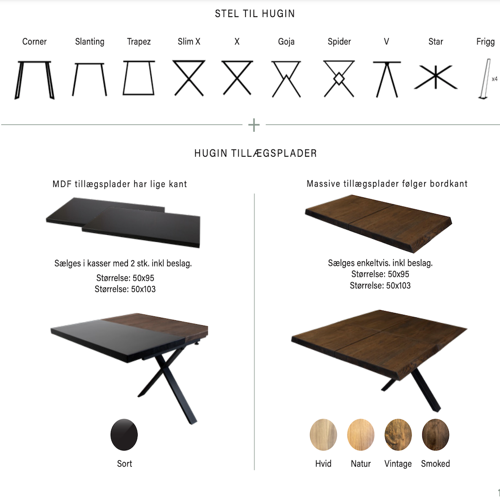Hugin Bordplader til Spisebord i Flere Størrelser og Farver