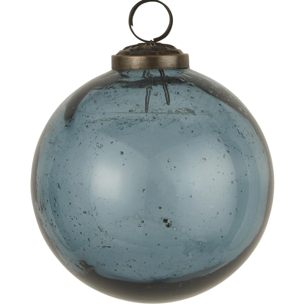Julekugler i Pebbled Glas i Flere Størrelser, Petrolium