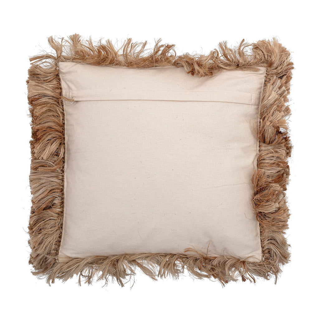 Pude med Frynser i Jute fra Bloomingville, Sort 50x50 cm