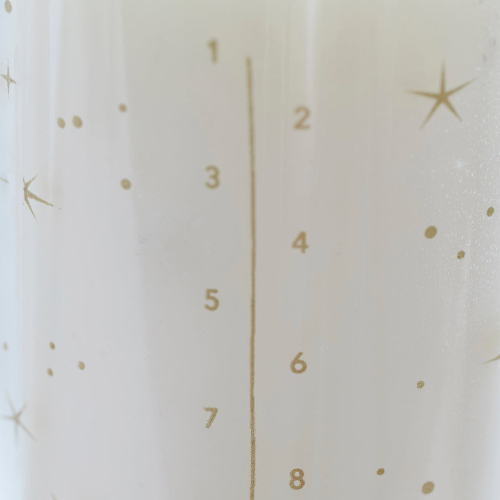 Kalenderkerze aus Glas von House Doctor, goldene Schrift
