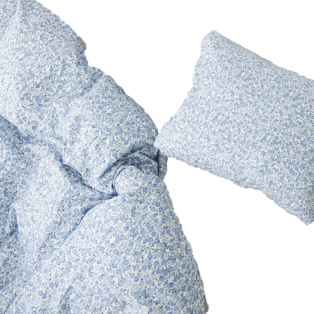 Bettwäsche aus Baumwolle mit Paisley-Blumenmuster, blaue kleine Blume