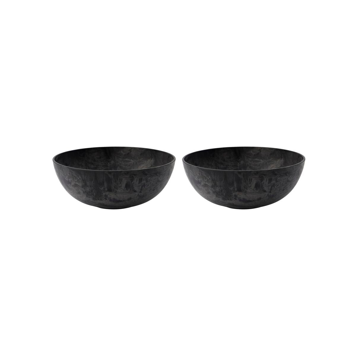 Servierschalen 2 Stück aus schwarzem recyceltem Kunststoff, H: 7 cm, Durchmesser: 18,5 cm