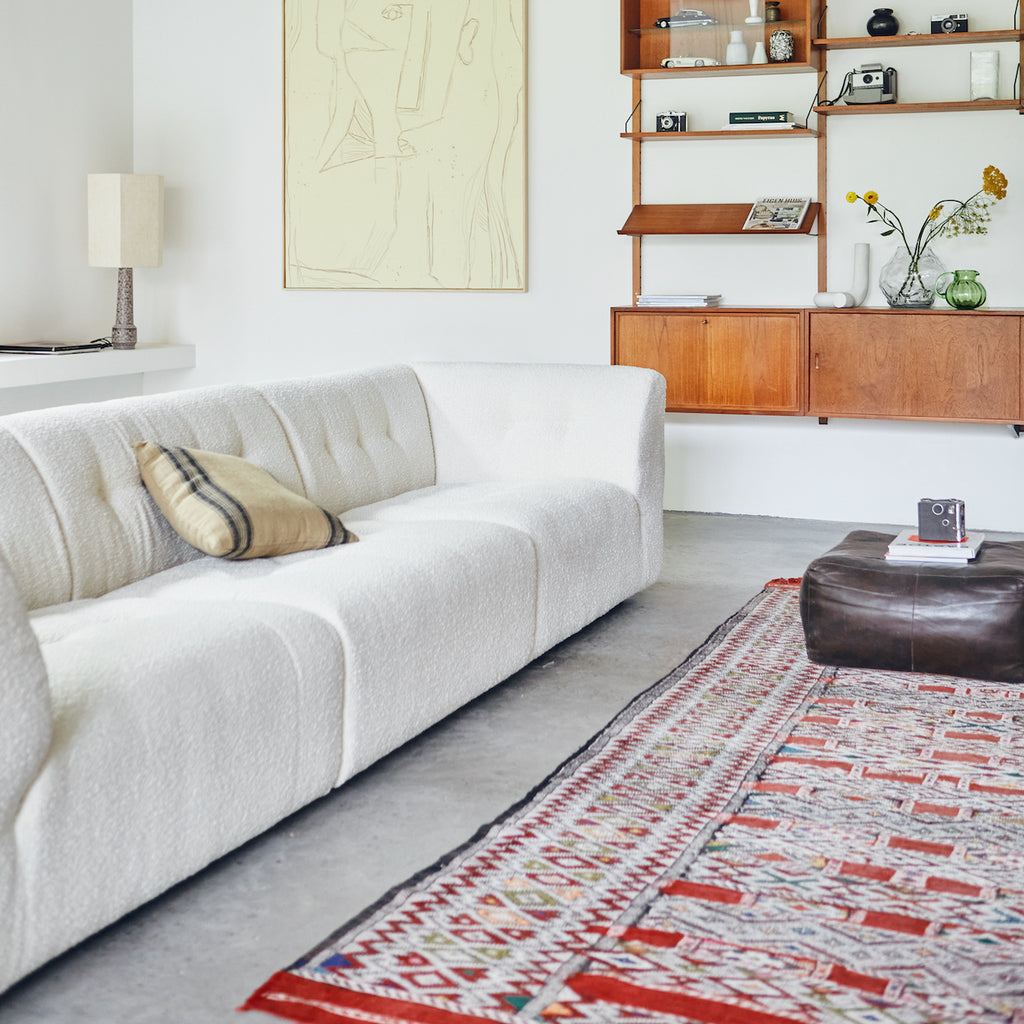 Vint Sofa Element i Creme Boucle, Højre fra HK LIving, 2 Strørrelser
